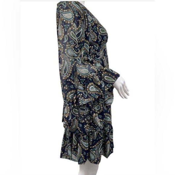 Betsey Johnson Navy Paisley Ruffle Midi Dress - Picture 2 of 8